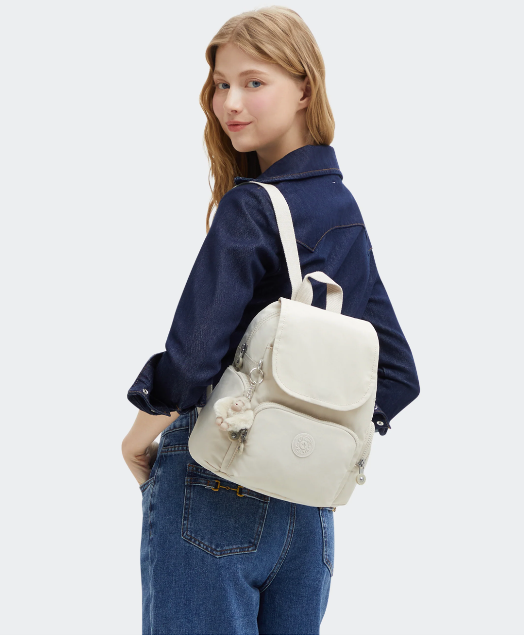 kipling city zip mini backpack beige