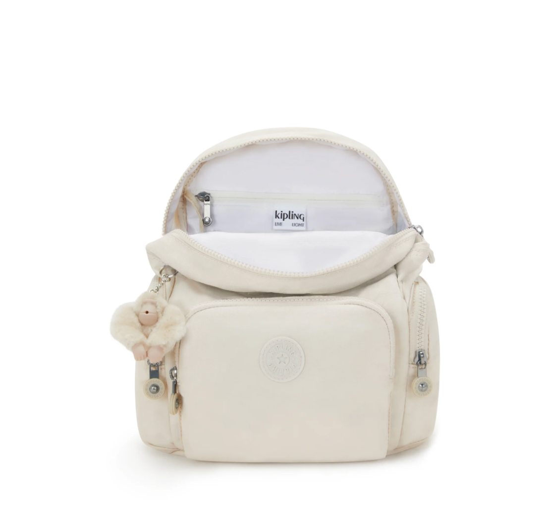 kipling city zip mini backpack beige