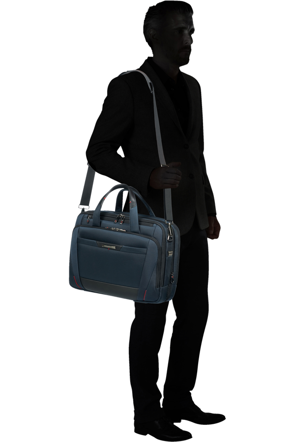 SAMSONITE CG7*01005 LAPT.BAILHANDLE 15.6" EXP OXFORD BLUE - bagsandluggage.no
