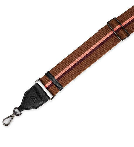 Markberg Finley guitar strap Black w/Chestnut+Burgundy+Coral - bagsandluggage.no