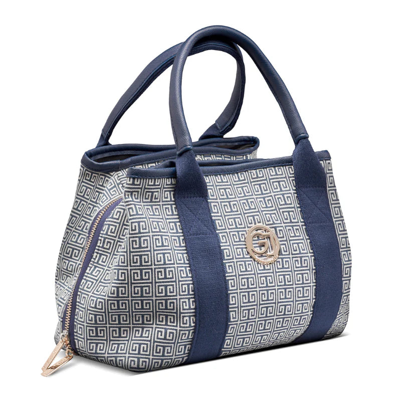 Navy Gillian Jones Mary Bag - Santorini Print Mary