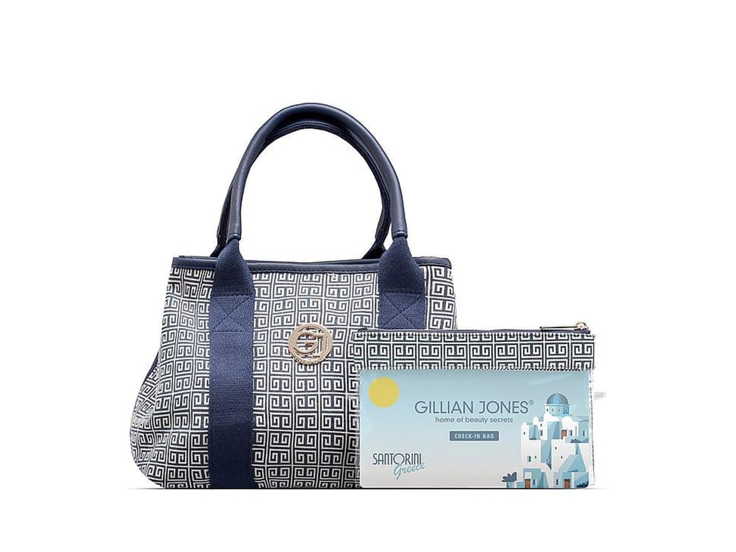 Navy Gillian Jones Mary Bag - Santorini Print Mary