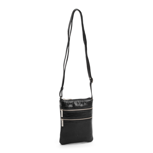 The Monte 6057135 liten crossover-veske i skinn, svart