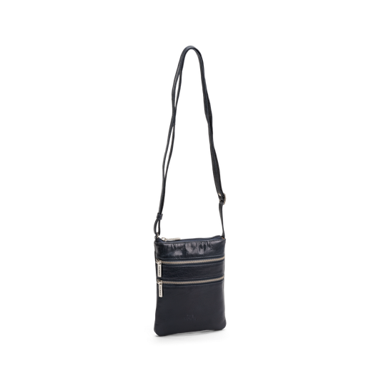 The Monte 6057135 liten crossover-veske i skinn, navy