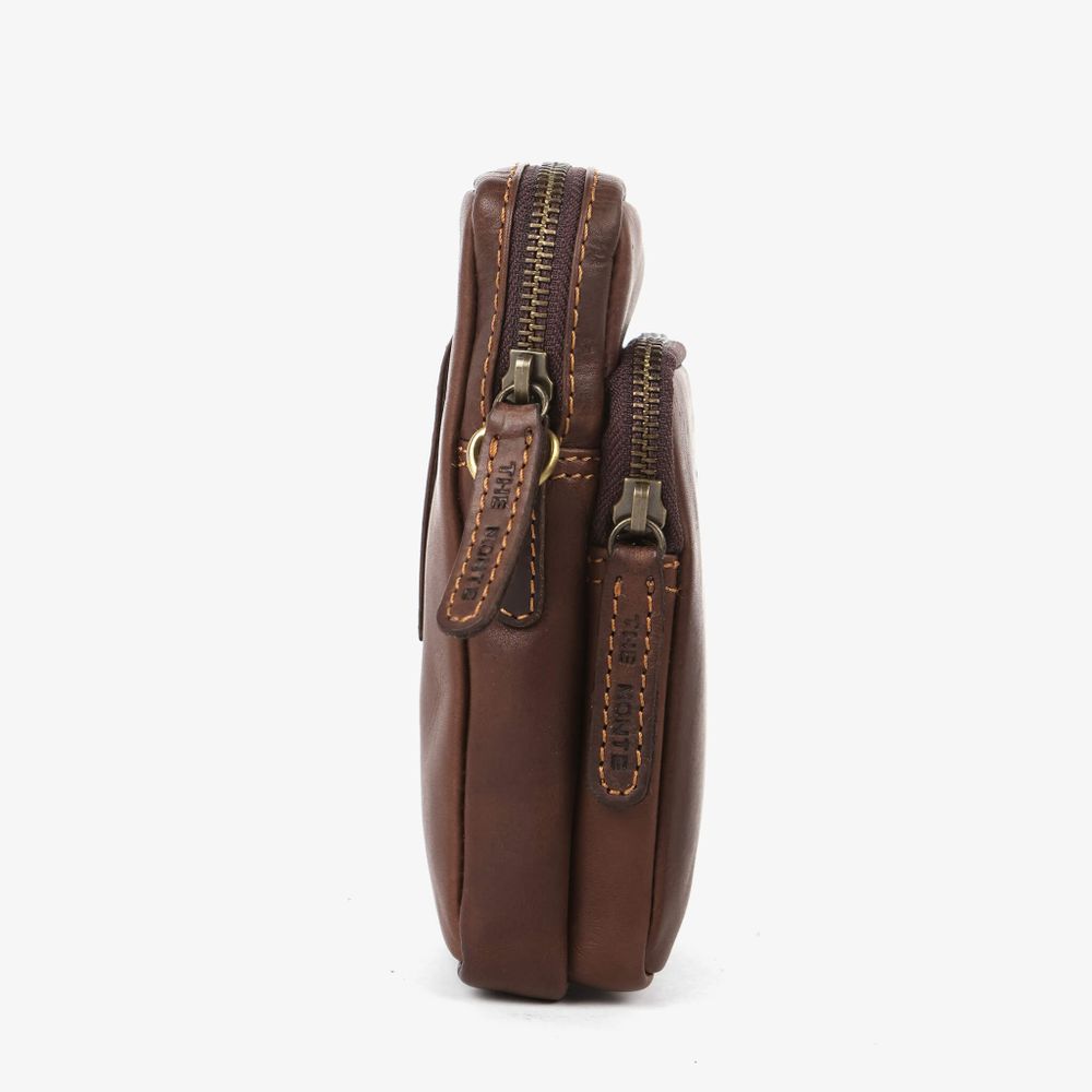 The Monte 6057445 liten skulderveske i skinn, brun