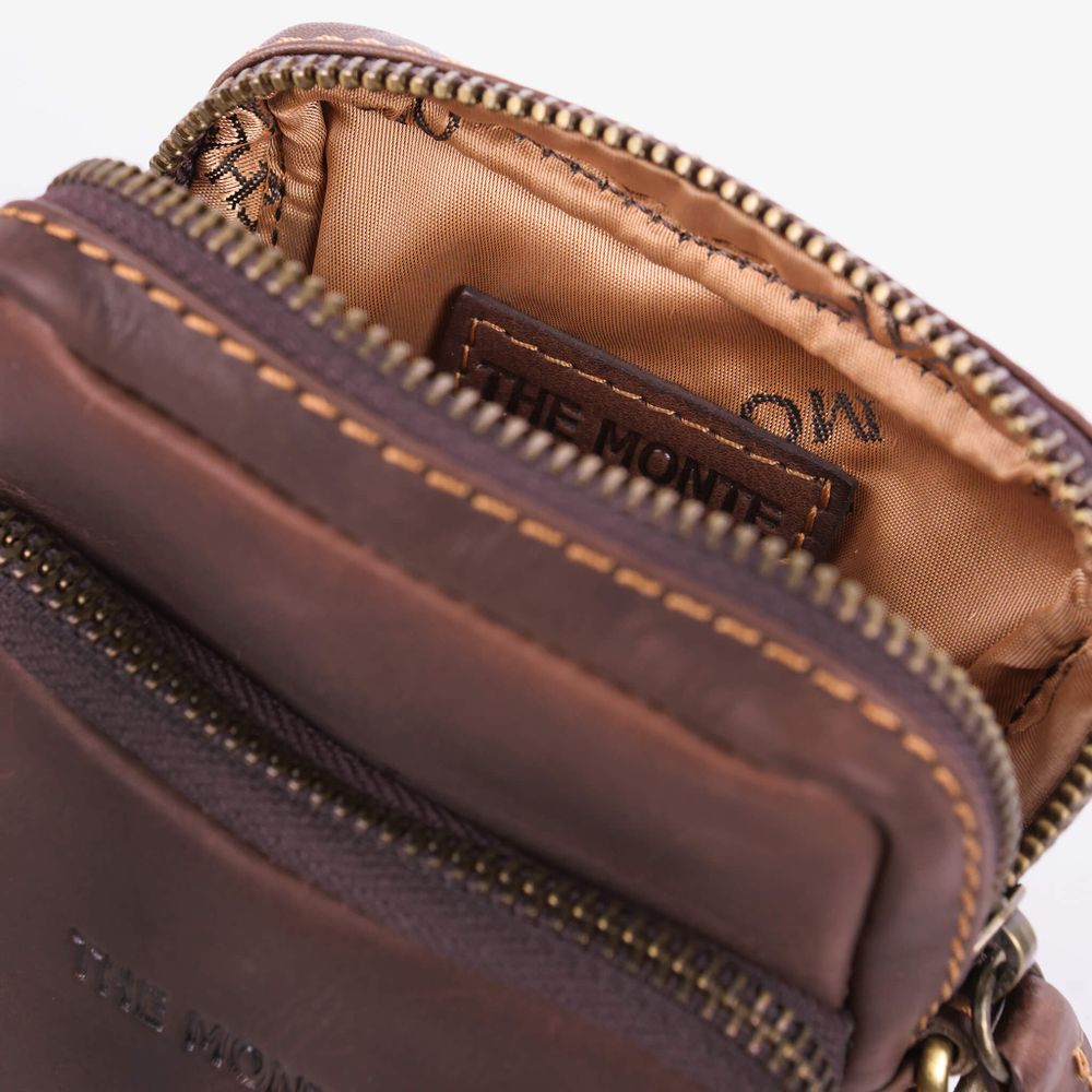 The Monte 6057445 liten skulderveske i skinn, brun