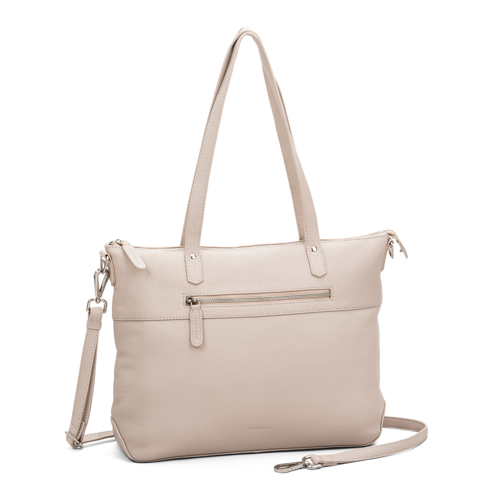 The Monte 6059259 stor toteveske i skinn, beige