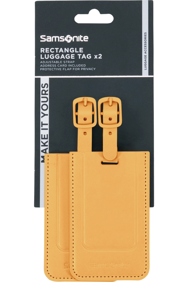 Samsonite 155592-1924 TA REVOLUTION RECTANGLE LUGGAGE TAG x2 Yellow