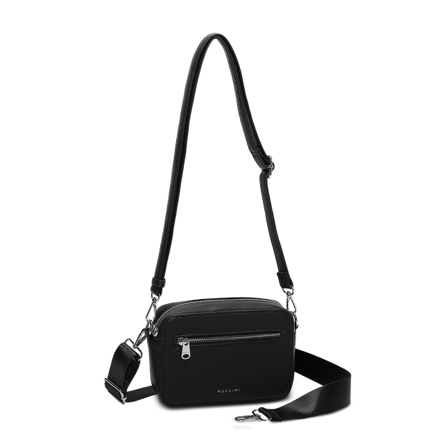 Puccini Anna crossbody-veske med to remmer, svart