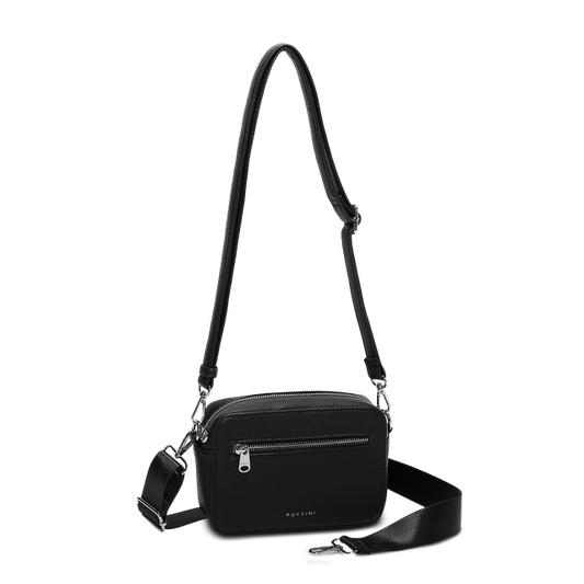 Puccini Anna crossbody-veske med to remmer, svart