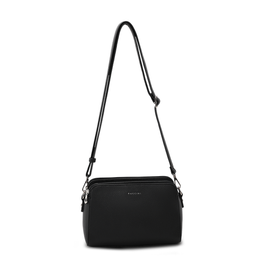 Puccini Anna crossbody-veske med tre rom, svart