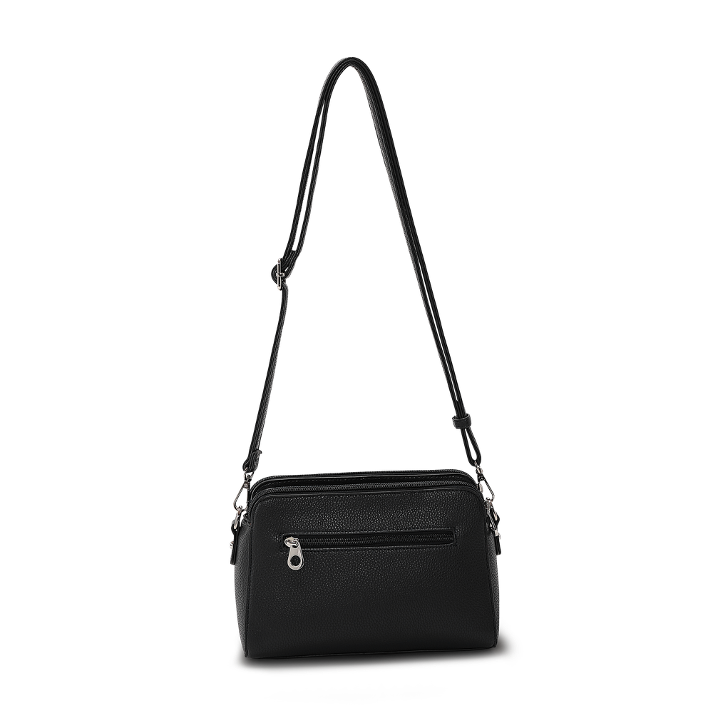 Puccini Anna crossbody-veske med tre rom, svart
