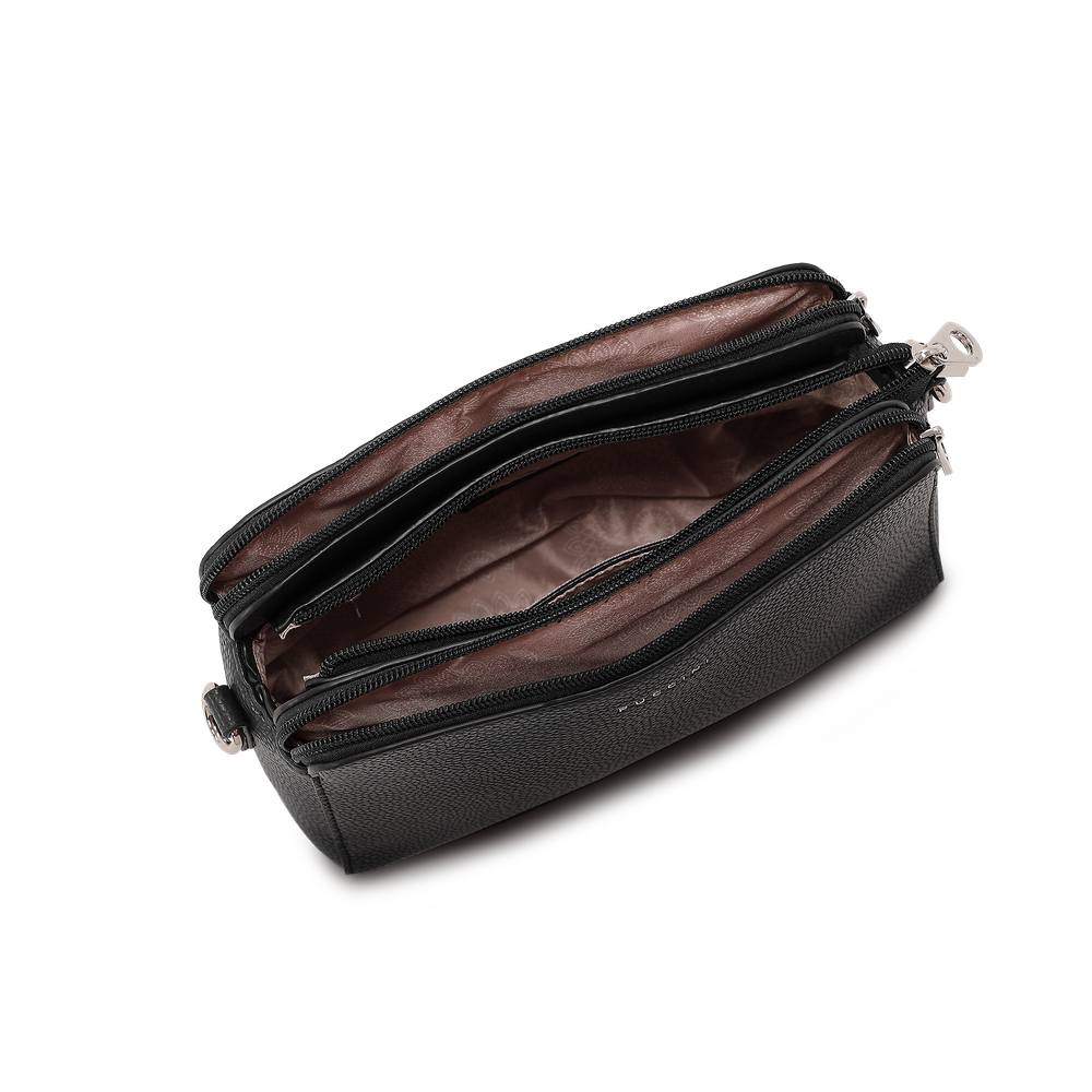 Puccini Anna crossbody-veske med tre rom, svart
