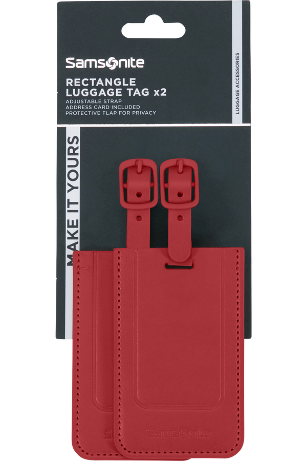 Samsonite 155592-1726 TA REVOLUTION RECTANGLE LUGGAGE TAG x2 RED