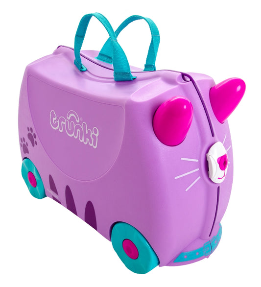 Trunki Cassie katt barnekoffert med klistremerker, lilla