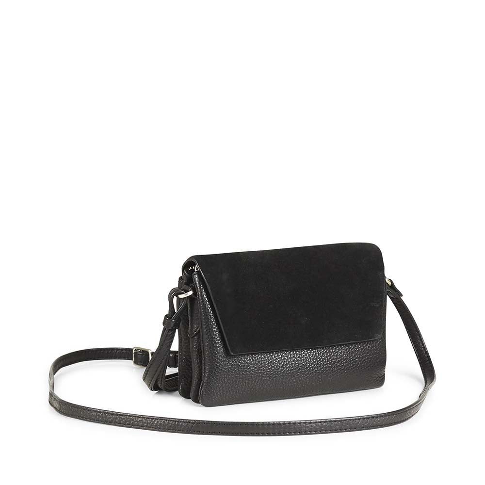 Markberg Rayna crossbody bag Suede mix black - bagsandluggage.no