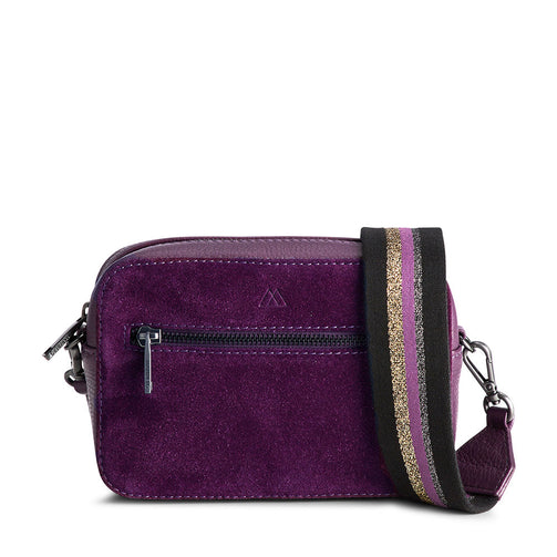 Markberg Elea crossbody bag, suede mix Dark purple - bagsandluggage.no
