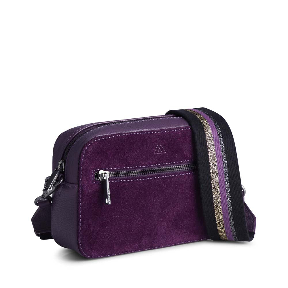 Markberg Elea crossbody bag, suede mix Dark purple - bagsandluggage.no